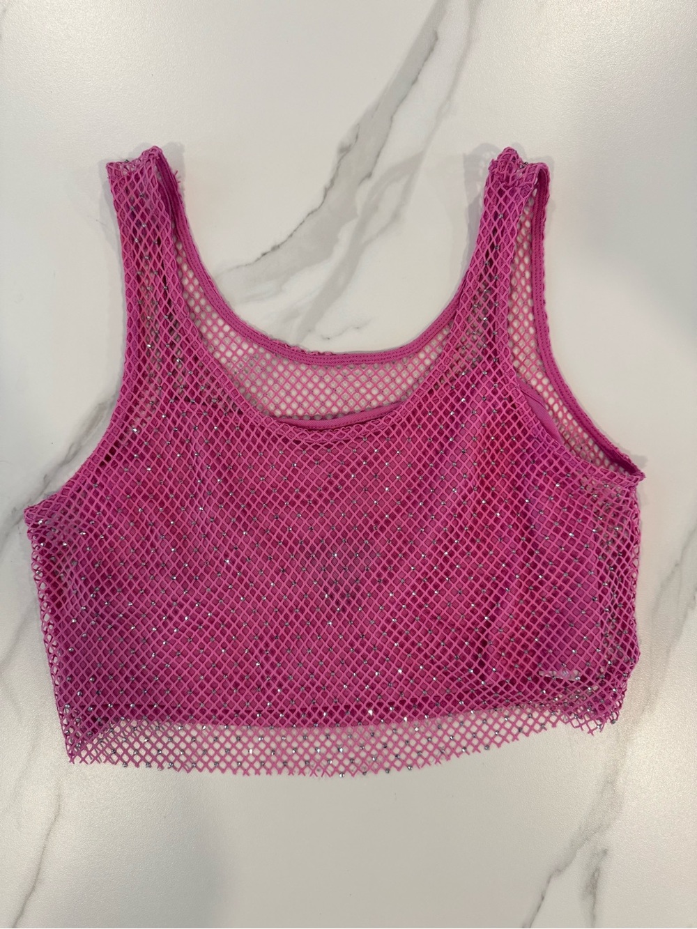 Sincerely Jules Hot Pink Mesh Crop Tank